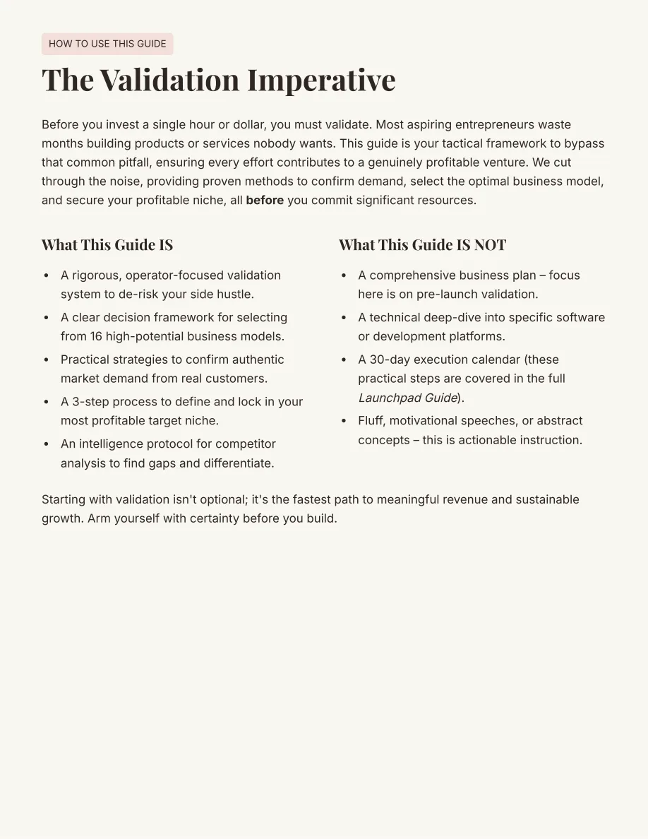 Side Hustle Validation Guide — page 3
